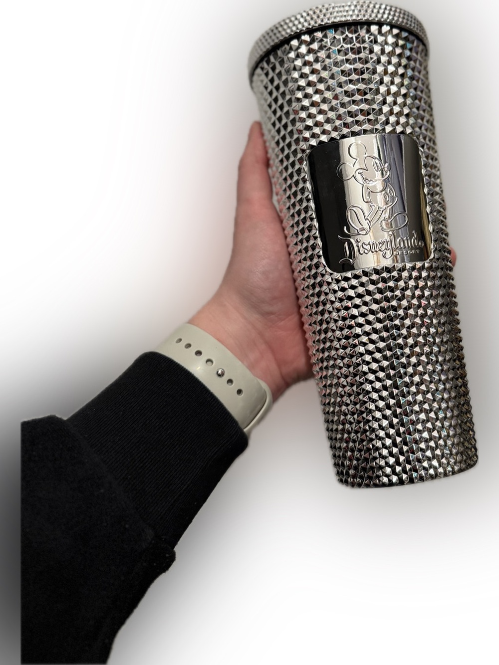 Starbucks- Disneyland Silver Chrome Studded Tumbler with Mickey